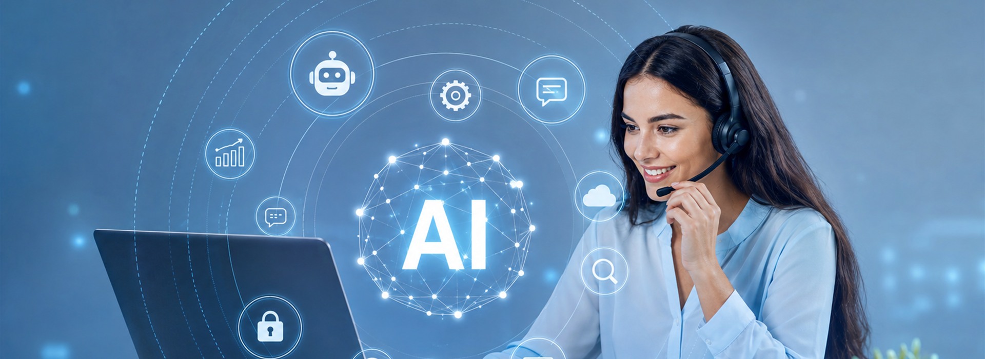 AI professional supporting customers with intelligent tools